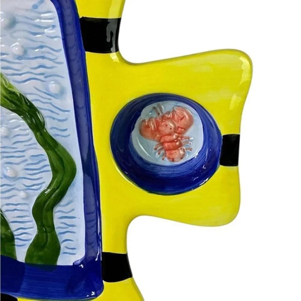 Tropical Angel Fish Design Dip Bowl Decorative Platter Tray 13 Inches